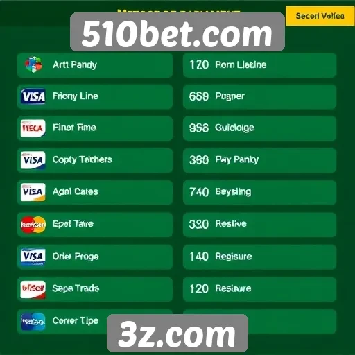 Métodos de pagamento disponíveis no 510bet.com